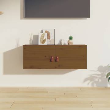 Honey Brown Wall Cabinet - Solid Pine Wood 80x30x30 cm