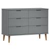 MOLDE Grey Drawer Cabinet - Solid Pine Wood | Hipo Market