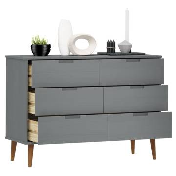 MOLDE Grey Drawer Cabinet - Solid Pine Wood | Hipo Market