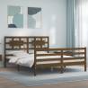 Bed Frame with Headboard Honey Brown King Size Solid Wood Colour honey brown Size 150 x 200 cm 