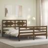 Honey Brown King Size Bed Frame with Headboard - Solid Wood