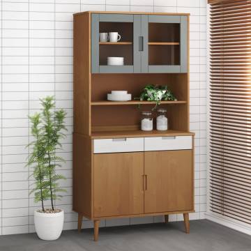 MOLDE Highboard Top - Solid Pine Wood 90x35x100 cm - Brown