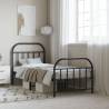 Metal Bed Frame with Headboard and Footboard Black 90x190 cm Single Colour black Size 90 x 190 cm Model with headboard & footboard 