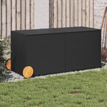 Garden Storage Box with Wheels - Black 283L Poly Rattan