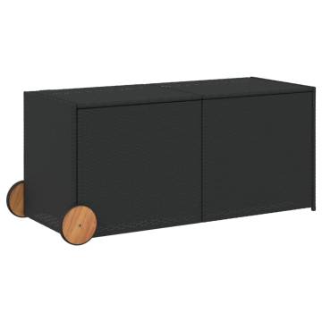 Garden Storage Box with Wheels - Black 283L Poly Rattan