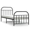 Metal Bed Frame with Headboard & Footboard - Black 90x190 cm