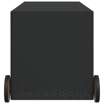 Garden Storage Box with Wheels - Black 283L Poly Rattan