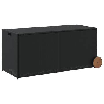 Garden Storage Box with Wheels - Black 283L Poly Rattan