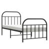 Metal Bed Frame with Headboard & Footboard - Black 90x190 cm