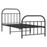 Metal Bed Frame with Headboard & Footboard - Black 90x190 cm