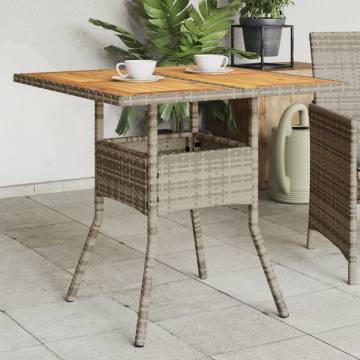 Garden Table with Acacia Wood Top - 80x80 cm Grey