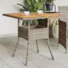 Garden Table with Acacia Wood Top Grey 80x80x75 cm Poly Rattan Colour grey Quantity in Package 1 Material wood 