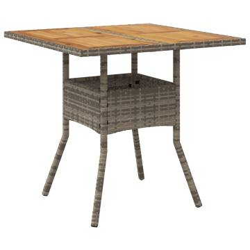 Garden Table with Acacia Wood Top - 80x80 cm Grey