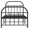 Metal Bed Frame with Headboard & Footboard - Black 90x190 cm