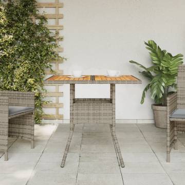 Garden Table with Acacia Wood Top - 80x80 cm Grey