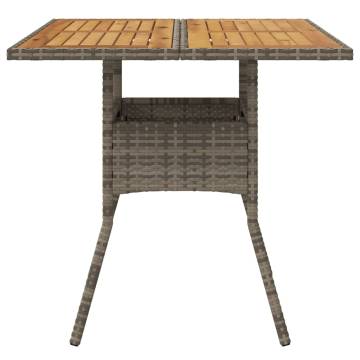 Garden Table with Acacia Wood Top - 80x80 cm Grey