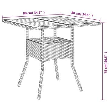 Garden Table with Acacia Wood Top - 80x80 cm Grey