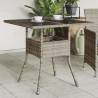 Elegant Grey Garden Table with Glass Top - 80x80x75 cm