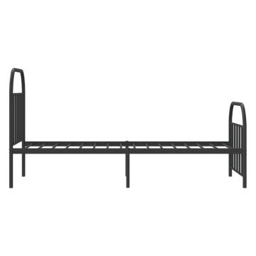 Metal Bed Frame with Headboard & Footboard - Black 90x190 cm