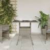 Elegant Grey Garden Table with Glass Top - 80x80x75 cm