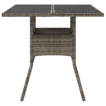 Elegant Grey Garden Table with Glass Top - 80x80x75 cm