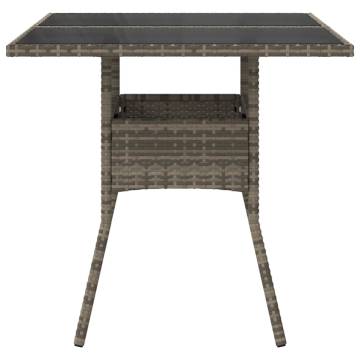 Elegant Grey Garden Table with Glass Top - 80x80x75 cm