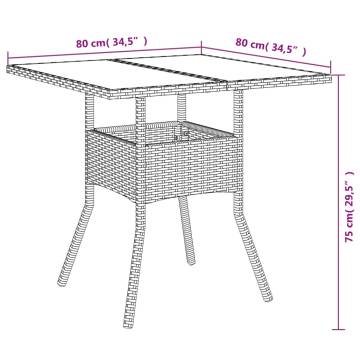 Elegant Grey Garden Table with Glass Top - 80x80x75 cm