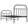 Metal Bed Frame with Headboard & Footboard - Black 90x190 cm