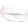 Metal Bed Frame with Headboard & Footboard - Black 90x190 cm