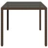 Garden Table with Glass Top - Brown Poly Rattan 150x90x75 cm