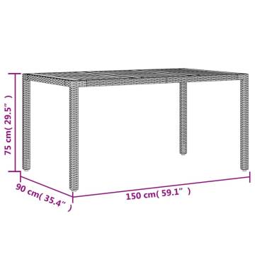 Garden Table with Acacia Wood Top - 150x90 cm Grey