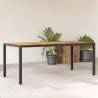 Garden Table with Acacia Wood Top Black 190x90x75 cm Poly Rattan Colour black Quantity in Package 4 