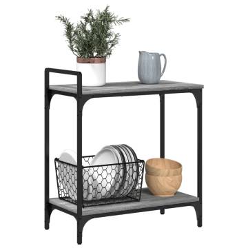 Kitchen Trolley Grey Sonoma - 60.5x31x72.5 cm Engineered Wood