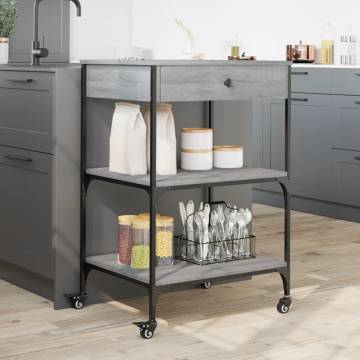 Kitchen Trolley Grey Sonoma - Engineered Wood | Hipomarket