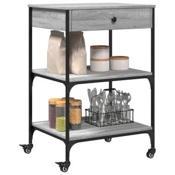 Kitchen Trolley Grey Sonoma - Engineered Wood | Hipomarket