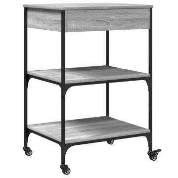 Kitchen Trolley Grey Sonoma - Engineered Wood | Hipomarket