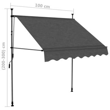 Manual Retractable Awning with LED - 100 cm Anthracite