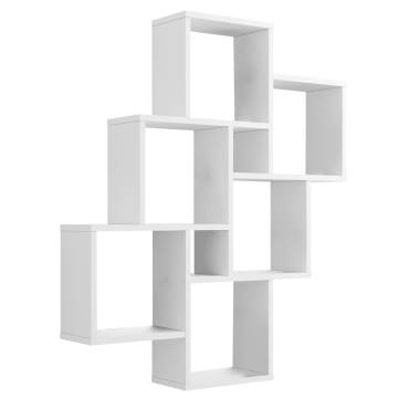 FMD Wall-Mounted Shelf with 8 Compartments - White Design