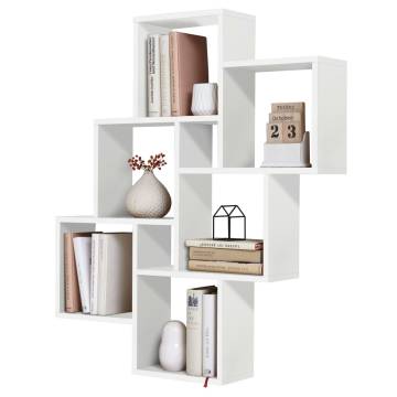 FMD Wall-Mounted Shelf with 8 Compartments - White Design