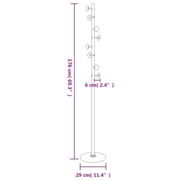 Coat Stand White 176 cm - Durable Powder-coated Iron