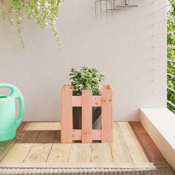 Garden Planter with Fence Design - Solid Douglas Wood 30cm