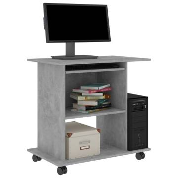 Computer Desk Concrete Grey - Stylish & Space-Saving (80x50x75cm)