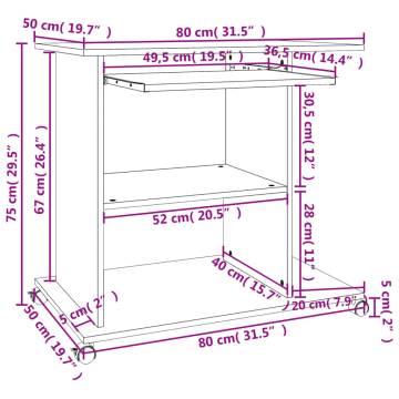 Computer Desk Concrete Grey - Stylish & Space-Saving (80x50x75cm)