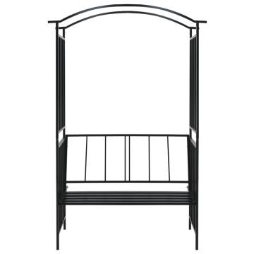 Elegant Garden Arch with Bench - Black Iron 128x50x207 cm