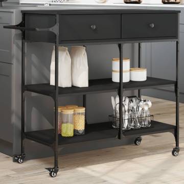 Stylish Black Kitchen Trolley - 105x42x95 cm | HipoMarket