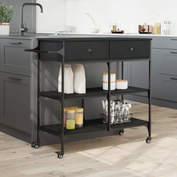 Stylish Black Kitchen Trolley - 105x42x95 cm | HipoMarket