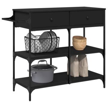 Stylish Black Kitchen Trolley - 105x42x95 cm | HipoMarket