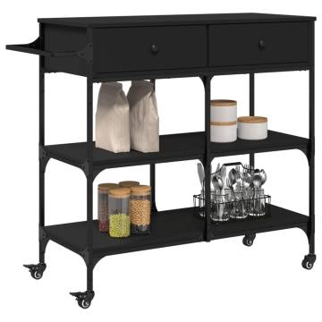 Stylish Black Kitchen Trolley - 105x42x95 cm | HipoMarket