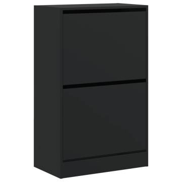 Compact Black Shoe Cabinet - 60x34x96.5 cm | HipoMarket