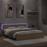 Bed Frame with Headboard and LED Sonoma Oak 200x200 cm Colour sonoma oak Size 200 x 200 cm 